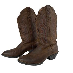 Tony Lama Brown Embroidered Leather Coastal Cowgirl Boho Western Cowboy Boots 7